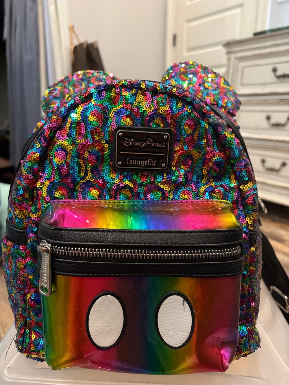 Loungefly Rainbow Sequin Mickey Ear Mini Backpack